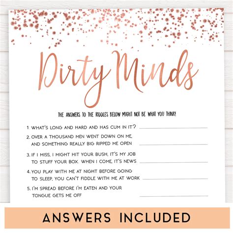 Dirty Minds Bachelorette Game Printable